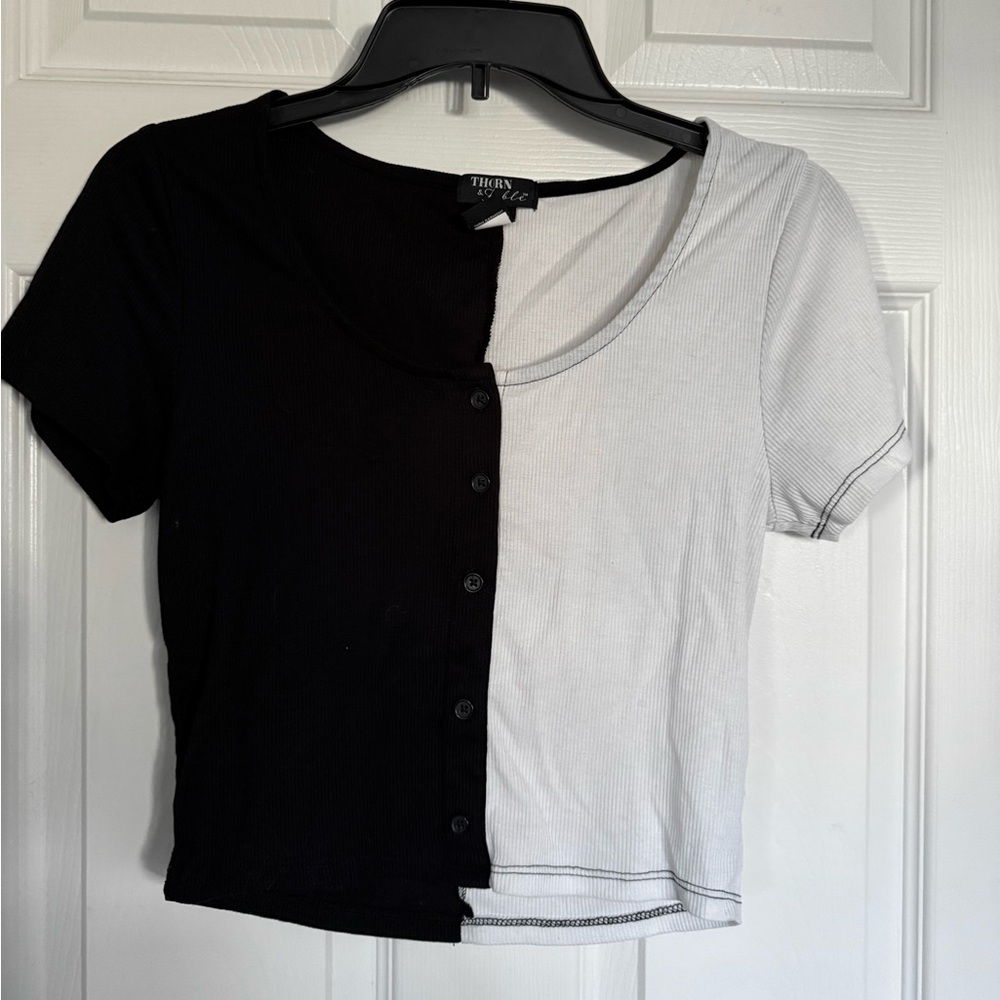 Black and White Crop Top